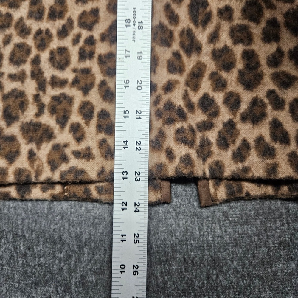 Talbots Blazer Women Large Brown Leopard Print 100% Merino Wool Knit Cardigan - Picture 8 of 9